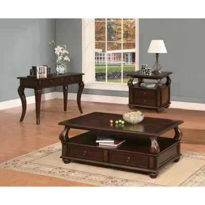 Hivvago Elegant Coffee Table With 2 Drawers, Walnut Brown