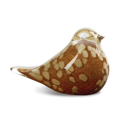 Hivvago Elegant Glass Bird Sculpture 5"l X 3"h In Brown