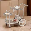 Hivvago Elegant Metal Frame Serving Cart, Silver In Metallic