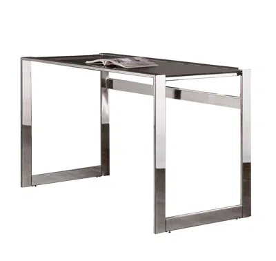 Hivvago Elegantly Charmed Metal Writing Desk, Silver