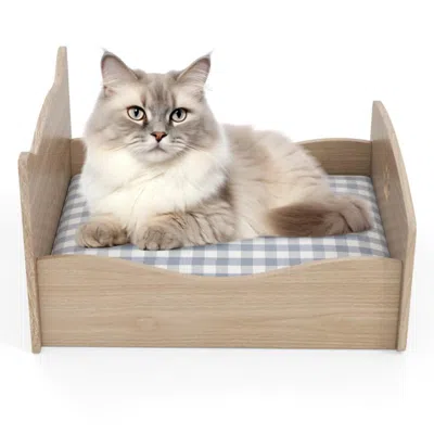Hivvago Elevated Pet Bed Frame With Rails And Cute Headboards In Brown