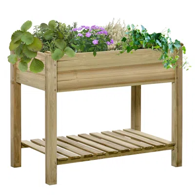 Hivvago Elevated Wooden Garden Bed With Legs And Shelf