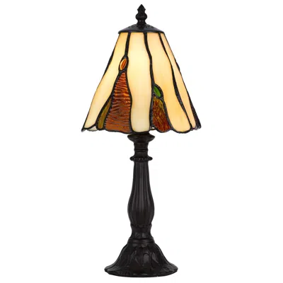 Hivvago Eli 14 Inch Accent Lamp, Scalloped Stained Tiffany Style Shade, Dark Bronze