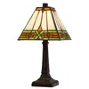 Hivvago Eli 14 Inch Accent Lamp, Stained Square Tiffany Style Shade, Bronze Frame