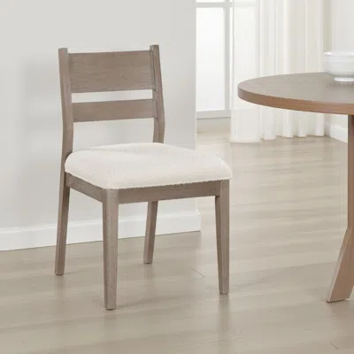 Hivvago Elia Dining Side Chair Set Of 2, Ladderback, Gray Wood, Cream Fabric In Neutral