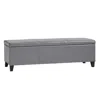 Hivvago Elias Storage Ottoman Bench, Gray Faux Leather, Stitch Detail, 51 Inch In Gray