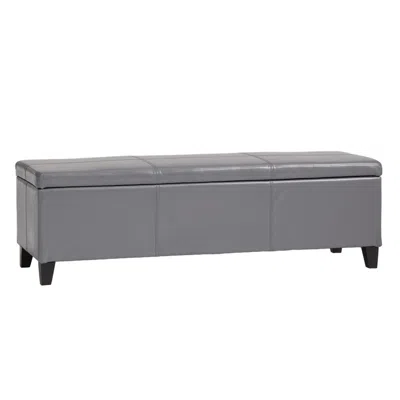 Hivvago Elias Storage Ottoman Bench, Gray Faux Leather, Stitch Detail, 51 Inch
