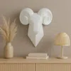 Hivvago Ellena Ram Head Wall Decor, Modern Glossy White Resin Frame, 15 Inch In White