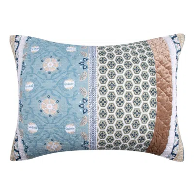 Hivvago Ello 36 Inch Quilted King Size Pillow Sham, Bohemian Print Blue And White In Multi