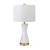 Hivvago Elma 24 Inch Table Lamp Set Of 2, Hourglass Stand, Gold Trim, Glass, White