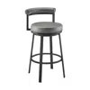 Hivvago Elysha 30 Inch Swivel Bar Stool Chair, Round Cushion, Gray Faux Leather In Black