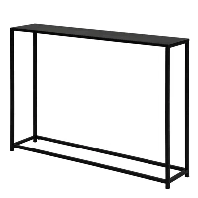 Hivvago Eme 38 Inch Console Sofa Table, Rectangular Top, Modern Black Metal Frame