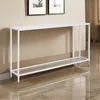 Hivvago Eme 56 Inch Console Table, Rectangular Top, White Finish Metal Frame In White