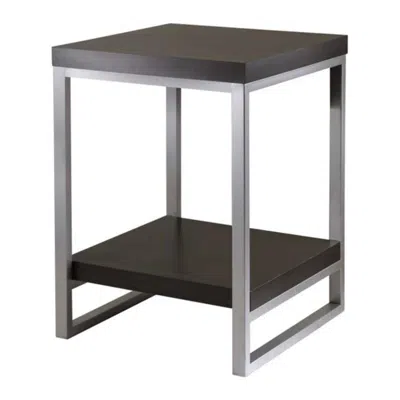 Hivvago End Table Gray And Espresso In Black