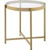 Hivvago End Table With Round Glass Top And Metal Frame, Gold