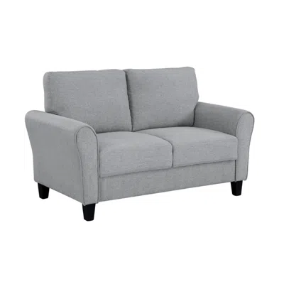 Hivvago Engi 58 Inch Accent Loveseat, Smooth Gray Polyester, Attached Back Cushion