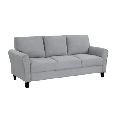 Hivvago Engi 81 Inch Accent Sofa, Smooth Gray Polyester, Attached Back Cushion