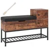 Hivvago Entryway Bench With Flip Top Box And 2 Door Cabinets For Entryway In Brown
