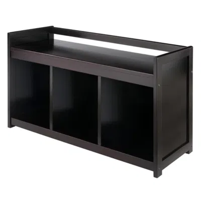 Hivvago Entryway Storage Bench Espresso In Blue