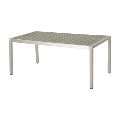 Hivvago Eoin Outdoor Dining Table, Rectangular 71 Inch Gray Faux Wood, Metal Frame