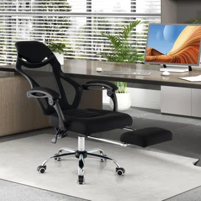 Hivvago Ergonomic Mesh Office Chair With Footrest And Tilting Backrest-black