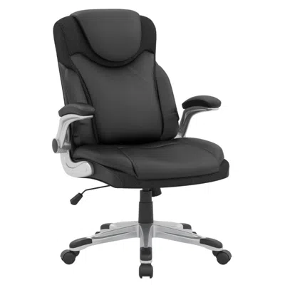 Hivvago Ergonomic Office Pu Leather Executive Chair With Flip-up Armrests And Rocking Function-black