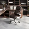 Hivvago Ergonomic Office Pu Leather Executive Chair With Flip-up Armrests And Rocking Function-brown