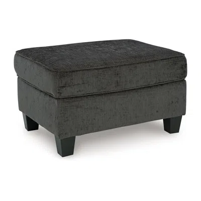 Hivvago Erin Ottoman With Corner Block Frame, 33 Inch Dark Gray Polyester