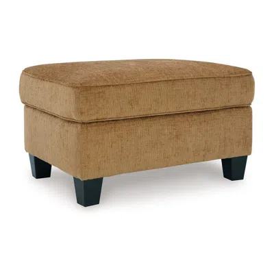 Hivvago Erin Ottoman With Corner Block Frame, 33 Inch Light Brown Polyester