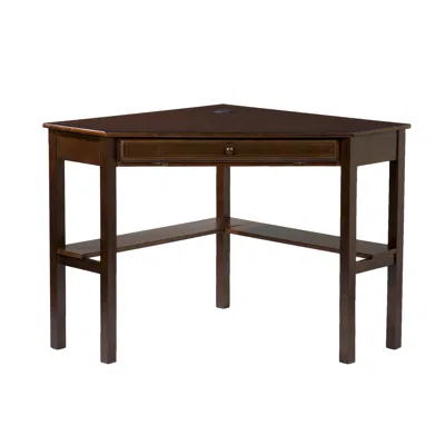 Hivvago Espresso Corner Computer Desk In Brown