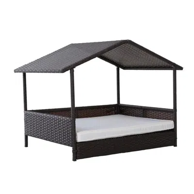 Hivvago Espresso Wicker Weather Resistant Raised Dog Bed House With 2 In Thick Cushion In Brown