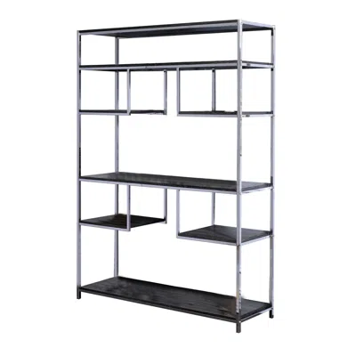 Hivvago Etagere Bookshelf With 7 Shelves And Geometric Pattern,silver And Dark Gray In Black