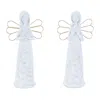 Hivvago Set Of Two White And Gold Polyresin Angel Figurine In Blue