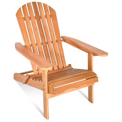Hivvago Eucalyptus Chair Foldable Outdoor Wood Lounger Chair In Neutral