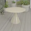 Hivvago Eula Low Plant Stand Table, 24 Inch Round Tapered Metal Base, White In White