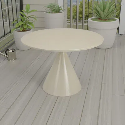 Hivvago Eula Low Plant Stand Table, 24 Inch Round Tapered Metal Base, White