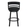 Hivvago Eva 26 Inch Swivel Counter Stool Chair, Vegan Leather, Curved Back, Black