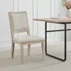 Hivvago Eva Dining Side Chair Set Of 2, Square Back, White Wood, Beige Fabric In Neutral