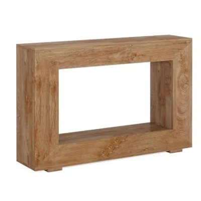 Hivvago Evan Console Table, 47 Inch Rectangular Top, Rustic Brown, Open Shelf