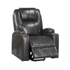 Hivvago Evans 37 Inch Recliner Chair, Power Lift, Cupholders, Gray Faux Leather