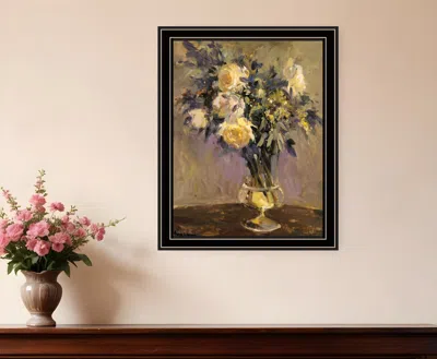 Hivvago Evening Vase Black Framed Print Wall Art In Brown