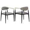Hivvago Exis Dining Armchair Set Of 2, Modern Gray Fabric, Sleek Black Metal In Gray