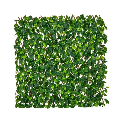 Hivvago Expandable Fence Privacy Screen Decorative Faux Fencing Panel With Real Willow Frame In Green
