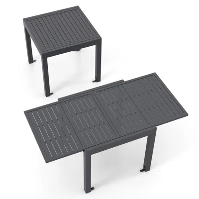 Hivvago Expandable Patio Dining Table For 4-6 People-grey In Gray