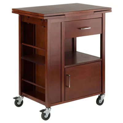 Hivvago Extendable Top Kitchen Cart Walnut In Brown