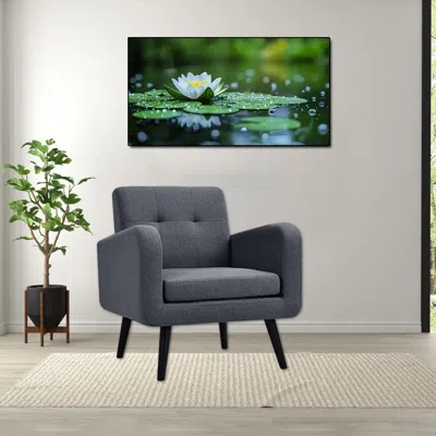 Hivvago Fabric Accent Chair With Cushioned Seat And Rubber Wood Legs In Gray