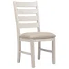 Hivvago Fabric Dining Side Chair With Ladder Back, Set Of 2, White And Brown