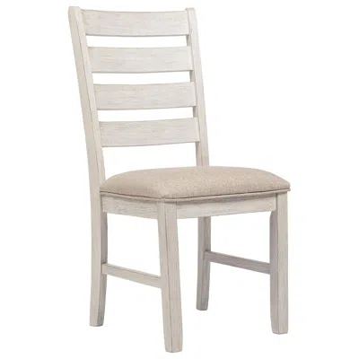 Hivvago Fabric Dining Side Chair With Ladder Back, Set Of 2, White And Brown