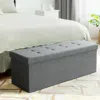 Hivvago Fabric Folding Storage With Divider Bed End Bench-light Gray