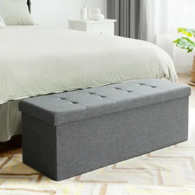 Hivvago Fabric Folding Storage With Divider Bed End Bench-light Gray